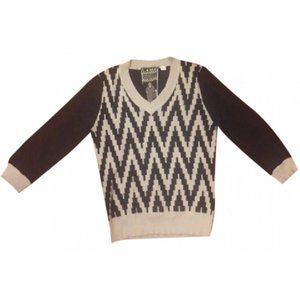 Lamb three quarter sleeve geometric sweater